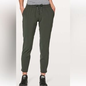 Lululemon On The Fly Crop Olive Green Drawstring Pants Size 8